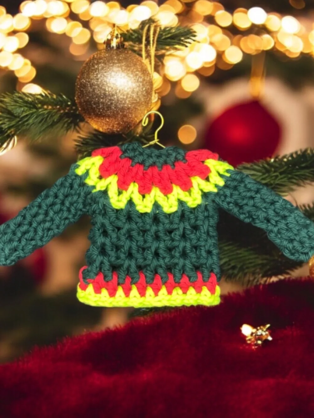 Mini Crochet Sweater Ornament, Gift Tag, Bag Accessory